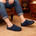 thumbnail image 3 of HomeTop Men's Coral Fleece Comfort Slip On Slippers Closed Toe House Shoes, 3 of 9