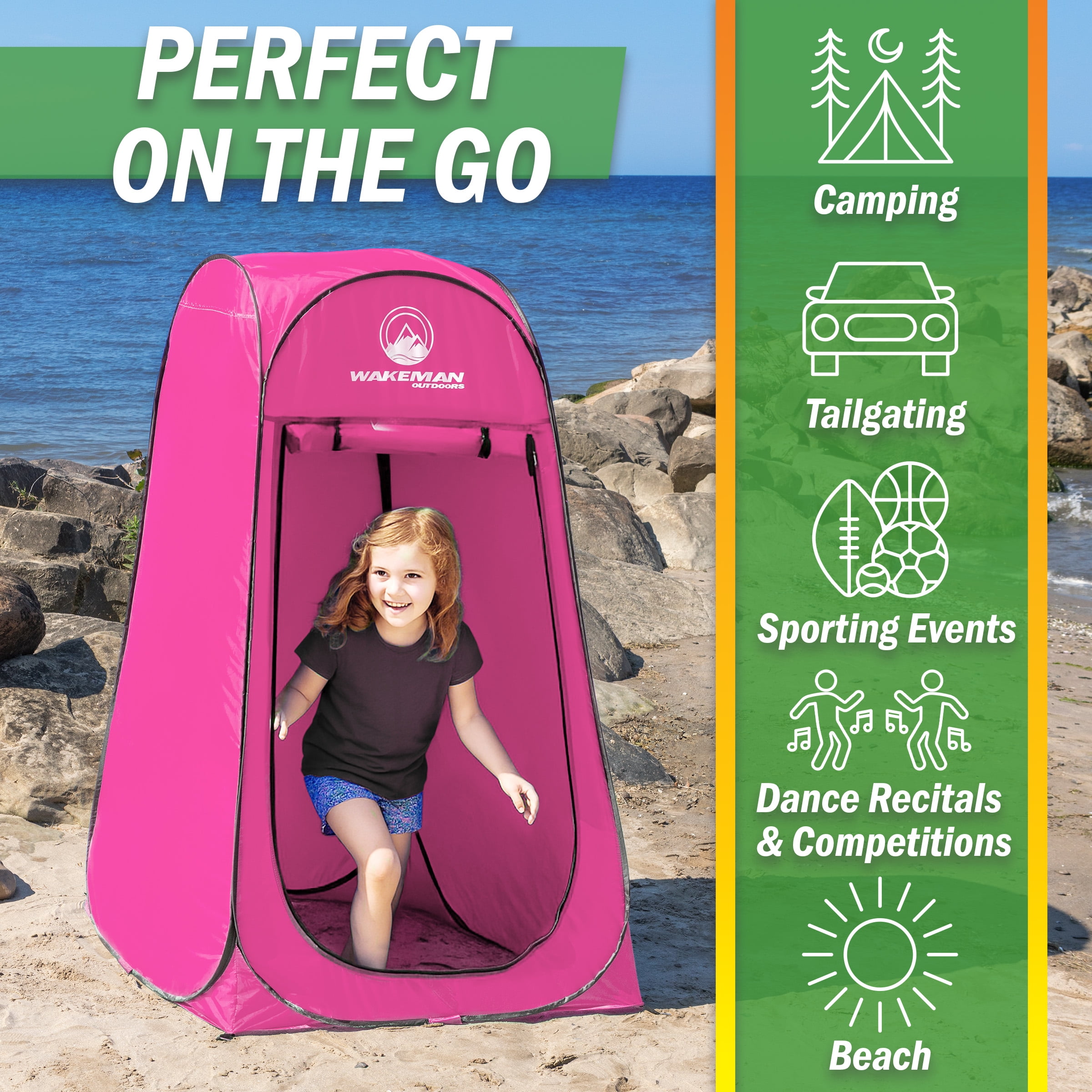 Wakeman Kid Size Pop Up Changing Tent, 3x3x5.2ft Mini Portable Toilet Stall or Dressing Room, Pink
