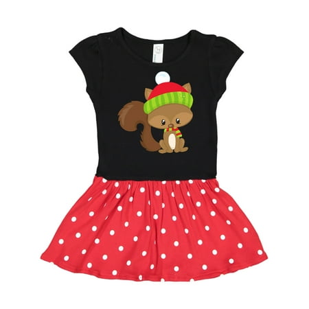 

Inktastic Cute Squirrel Squirrel With Hat Scarf Fluffy Tail Gift Toddler Girl Dress