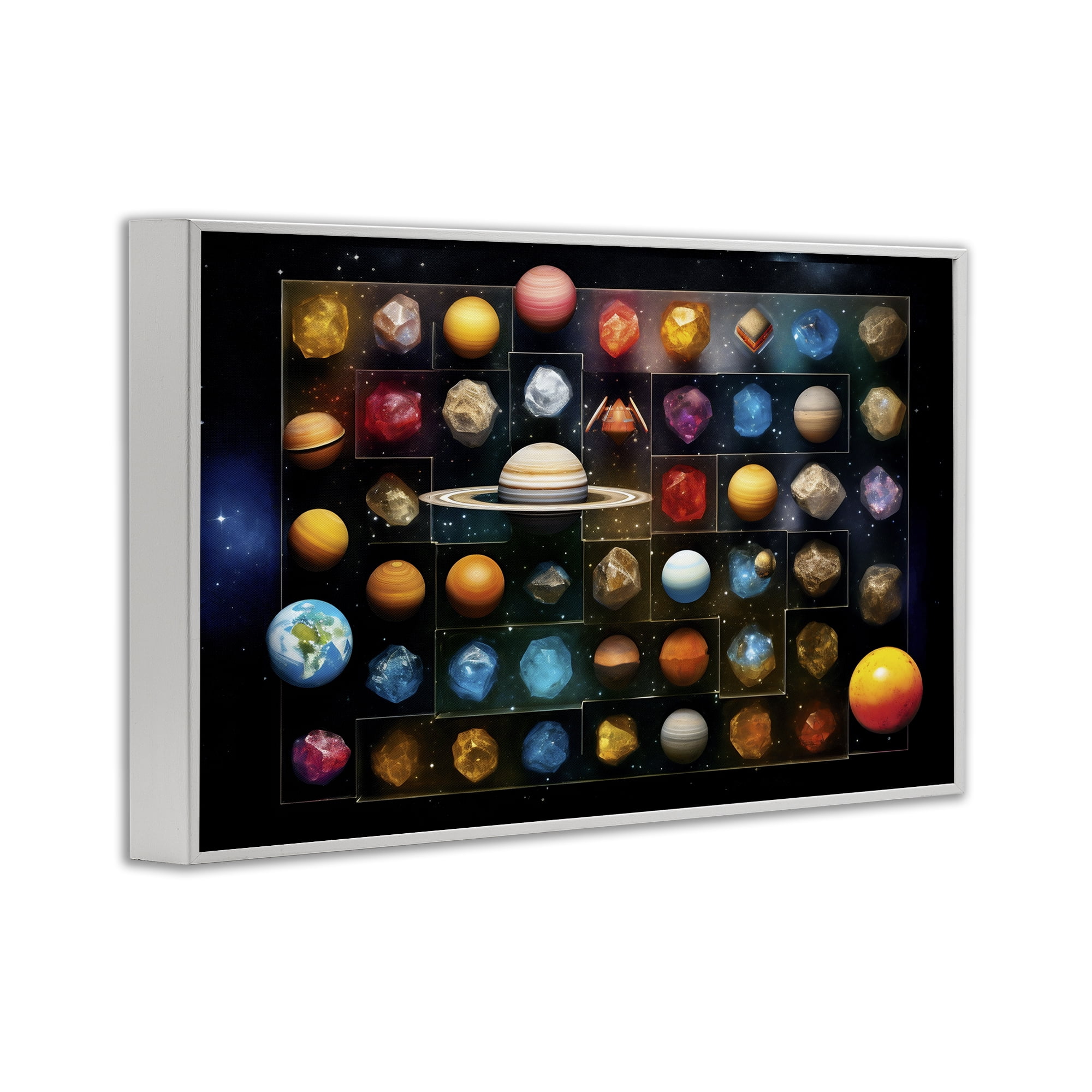 Stupell Industries Celestial Gems & Planets White Framed Giclee Art, design by Ray Powers