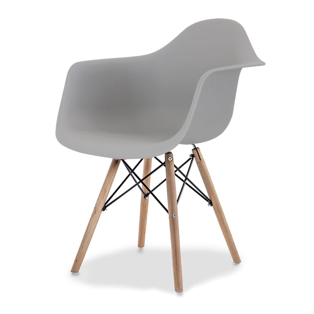Silla de Comedor Ergonomica con Estructura de Madera Diseño Moderno Tipo Eames para Sala Oficina e Interiores Minimalistas con Soporte de Acero Gris