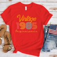 thumbnail image 1 of T-shirt Premium) Nouveau T-Shirts Vintage 1985 Mode Femmes Filles T-shirt d'Été Décontracté Manches Courtes Col Rond Hauts T-Shirts Rouge TG, 1 of 6
