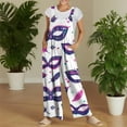 thumbnail image 4 of Fgvctg Mardi Gras Women's Wide Leg Pant Carnival Party Spaghetti Straps Festival Mask Print Jumpsuits Sleeveless Bib Overalls Sprimg Rompers Clothes With Pockets Purple S, 4 of 6