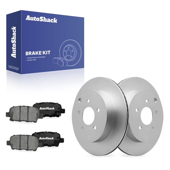 AutoShack Rear Vented Coated Brake Rotors   Ceramic Pads 6-PC Brake Kit Replacement for 2009-2022 Nissan Murano 2013-2020 Nissan Pathfinder 2014-2020 INFINITI QX60 ArmorStop 12.12" (307.8 mm)