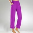 thumbnail image 2 of Womens Loose Fit Pants 2025 Summer Beach Long Palazzo Pants Wide Leg Pants Loose Fit Yoga Soft Trousers with Pockets Purple,M, 2 of 6