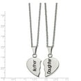 thumbnail image 2 of White Stainless Steel Sets Black Polished&Enamel 1 2 Heart Mother Daughter Necklace Set, 2 of 2