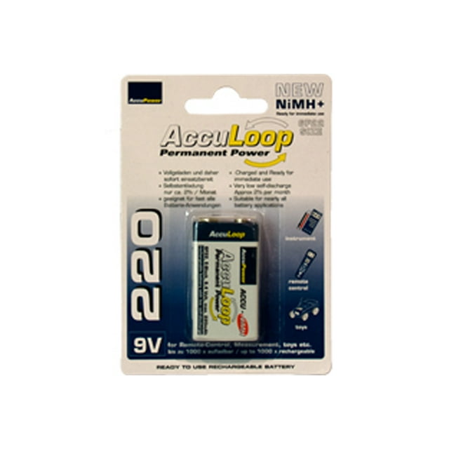 10-pack 9 Volt AccuLoop NiMH Batteries (220 mAh)