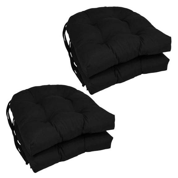 Blazing Needles 16-inch Solid Twill U-shaped Tufted Chair Cushions (Set of 4)-Color:Black