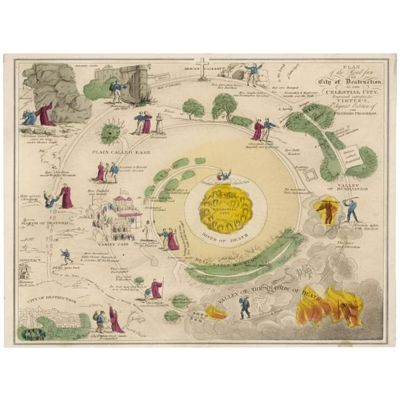 Art.com The Pilgrim's Route Map from the Gate Art Print, 16" x 12"