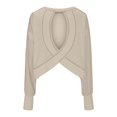 thumbnail image 6 of Ediodpoh Women's Fashion Hoodless Sweatshirt Long Sleeve Backless Loose Fit Casual Tops Athletic Comfortable Breathable Streetwear Womens Sweatshirts Beige XXL, 6 of 7