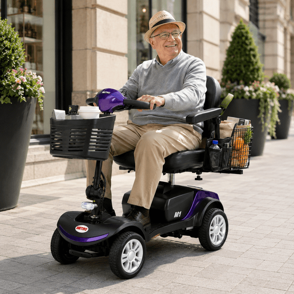 Four-Wheel Compact Electric Mobility Scooter, Folding Mobility Scooter For Seniors, Compact Mobility Vehicle, Equipped With A 300W Motor, Suitable For Adults Weighing No More Than 300 Lbs