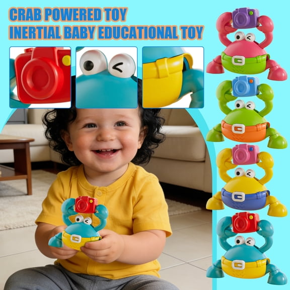 Crab Inertial Toy with Camera, Baby Educational Push and Go Vehicle Toy, Red