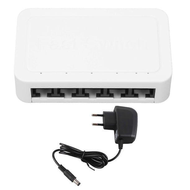 5-Port RJ45 10/100Mbps Ethernet Switch, 4kV Surge Protection, Desktop Ethernet Splitter, EU Plug 100-240V
