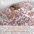 thumbnail image 4 of 3 Piece Red Boho Flower Duvet Cover Set Queen Size, Microfiber Comforter/Quilt Cover with Corner Ties and 2 Pillowcases, Vintage Paisley Farmhouse Pattern All Season Soft Bedding with Zipper Closure, 4 of 8