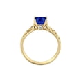 thumbnail image 4 of 14K Yellow Gold 1.06 ctw Lab Created Blue Sapphire Ring with Diamonds Filigree Cathedral Princess, 4 of 4