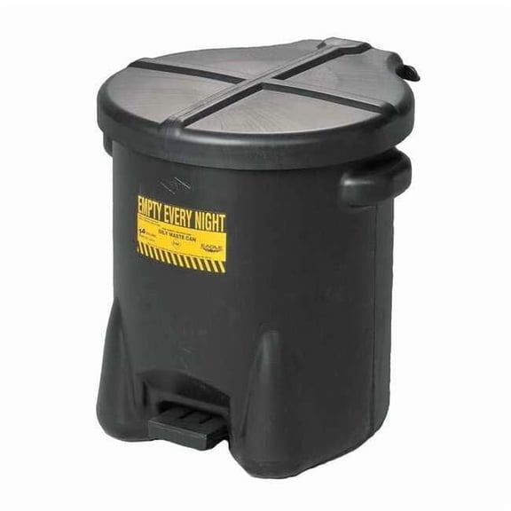 Eagle Mfg Oily Waste Can,14 gal,Polyethylene,Black 937FLBLK