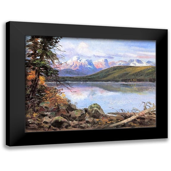 Russell, Charles Marion 14x12 Black Modern Framed Museum Art Print Titled - Lake McDonald