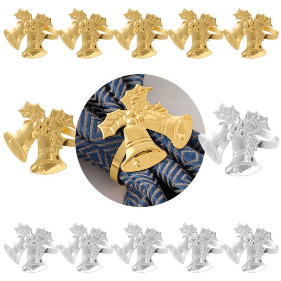 12 Pcs Napkin Ring Xmas Supplies Christmas Bell Decoration Table Setting Decoration Xmas Napkin Holder Rings Decor for Table Napkin Holders Iron Dining Table Accessories
