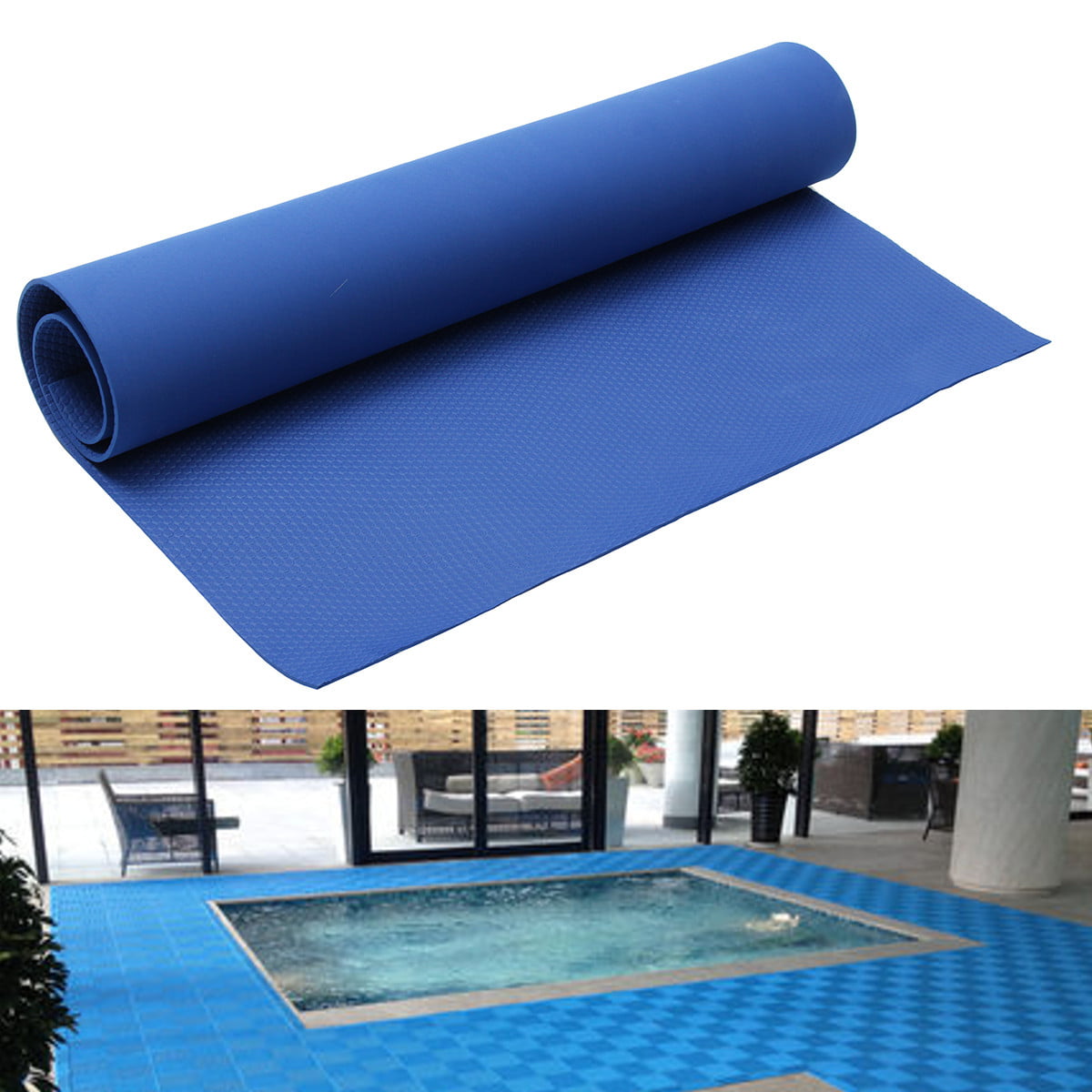 Swimming Pool Ladder Mat Protective Step Mat with Non-Slip Design for Protecting Vinyl Liner Pools from Wear Caused by Pool Ladder 24 x 36, Blue 