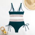 thumbnail image 6 of Sexy Deep V Bikini Set for Women Adjustable Straps Boho Bathing Suits High-Waist Side Drawstring Bottoms 2 Piece Sets, 6 of 9