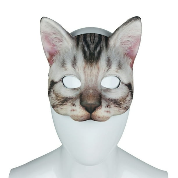 Cat Animal Head Mask Digital Print Tabby Half Face Mask Fancy Dress Halloween Mask Novelty Costume for Masquerade Dancing Party Walmart Business Supplies