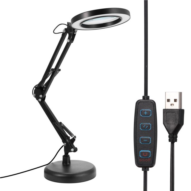 Seitruly 8X Lupa Lámpara LED Lámpara de escritorio ajustable Lámpara de reparación para estudio Dormitorio Sala de estar Pinceles de maquillaje y herramientas Negro Seitruly CE003112-01