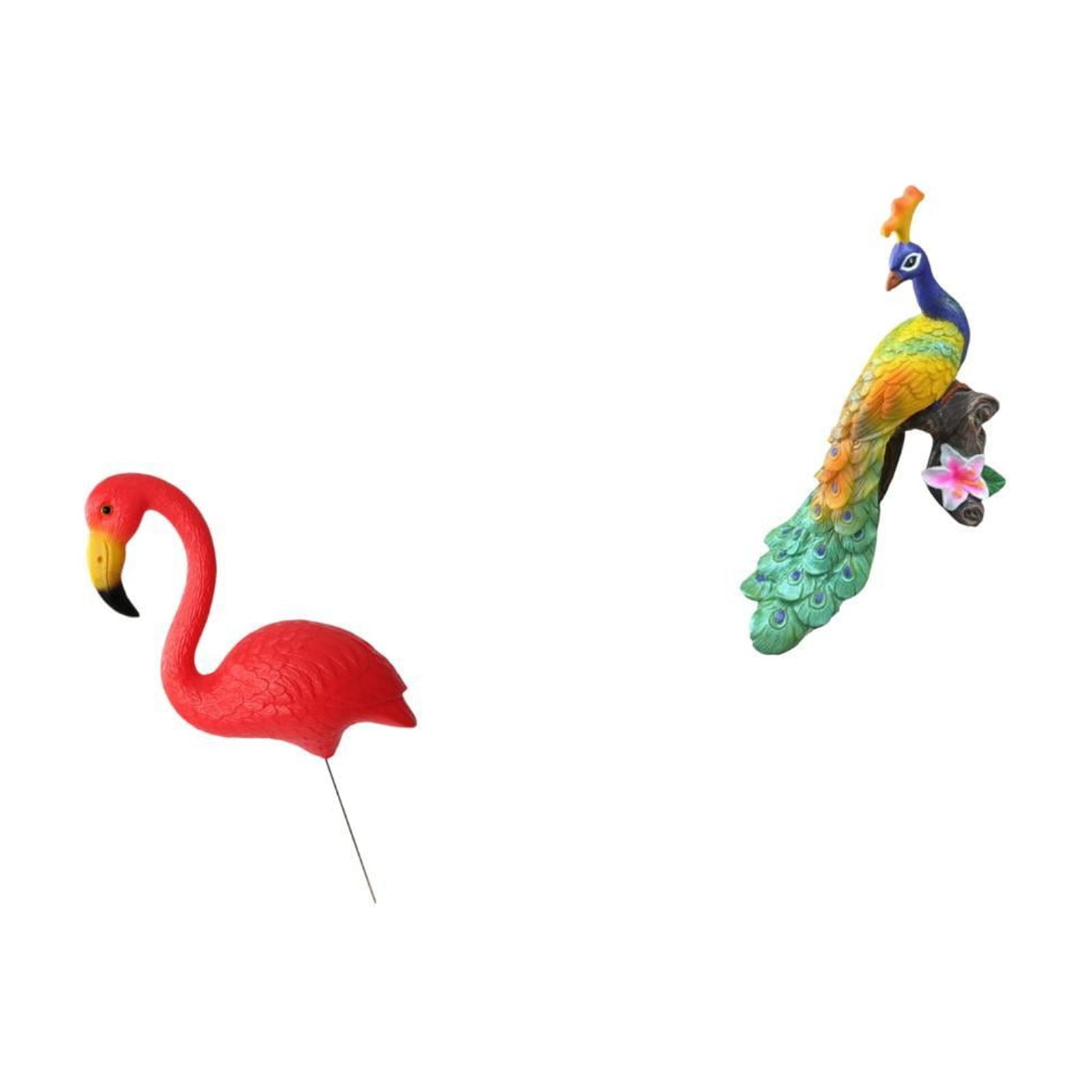 simhoa Flamingo Fairy Garden Stake Sculpture and Peacock Figurine Decorative Ornament for Holiday Spring Home Yard Art Accessories Crafts