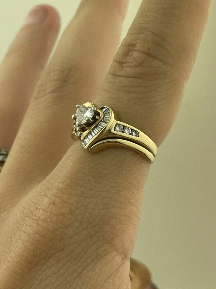 14K Yellow Gold Finish 2 Ct Heart Cut VVS1 Diamond Cluster Engagement Ring For Women Spacial Gift