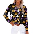 thumbnail image 5 of Womens Halloween Graphic Shirts Pumpkin Witch Print V Neck Tops | 2026 Casual Fall 3/4 Sleeve T Shirts,Funny Halloween Graphic Costume,Fall Festival Events,Halloween Party,Happy Halloween, 5 of 7