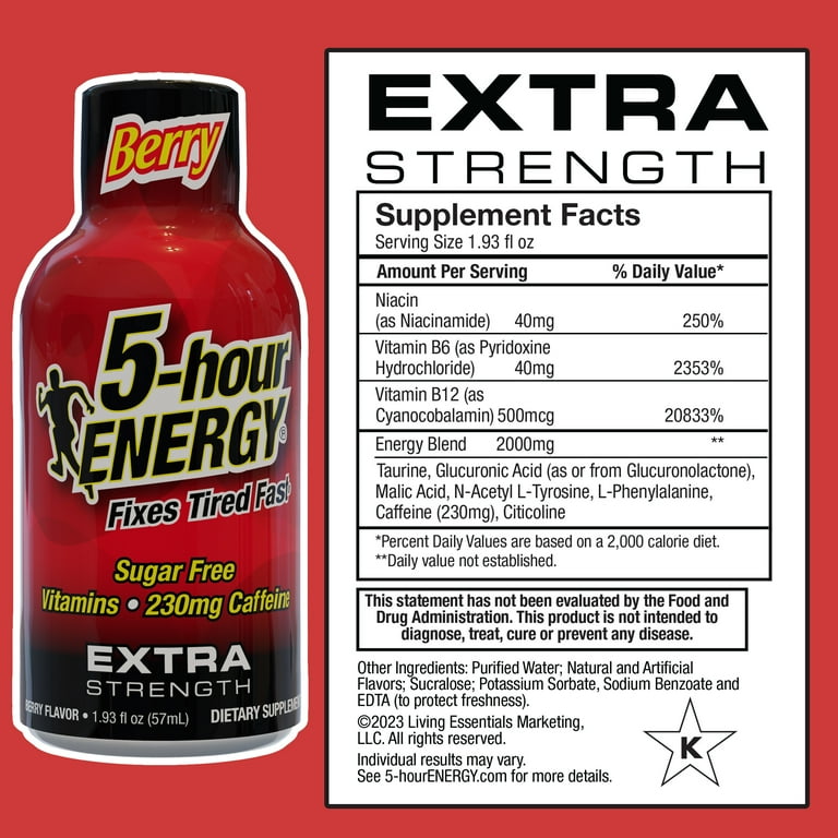 5-hour ENERGY Shot, Extra Strength, Berry, 6 Count - Walmart.com