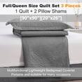 thumbnail image 2 of Smuge Ultrasonic Quilt Set, Reversible Lightweight Soft Microfiber Bedspread Coverlet, Solid Dark Gray, 3 Piece Set (1 Bedspread, 2 Pillow Shams), Full/Queen Size, 2 of 8