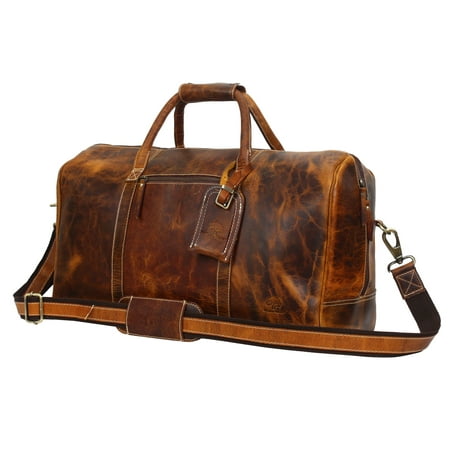 Rustic Town Genuine Leather Handmade Duffel Bag Airplane Carry On