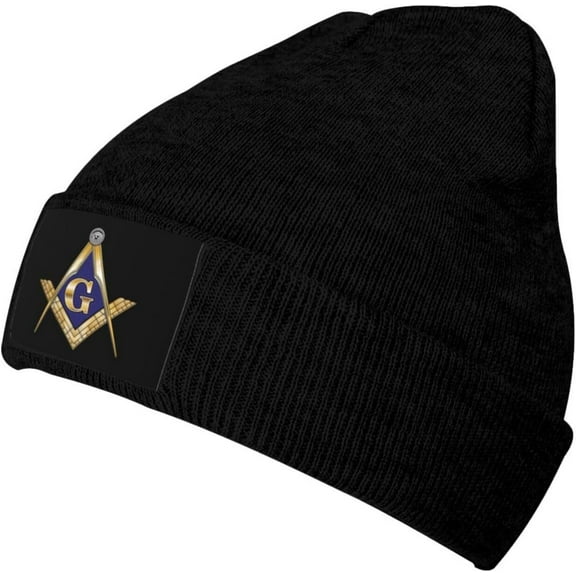 Blue Masonic Beanie Hat Men Winter Warm Hat Women Knit Stocking Hat Slouchy Skull Cap Hedging Hat Black