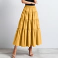 thumbnail image 2 of KONDYS Women's Flowy Long Skirt With Elastic Waistband Casual Maxi Skirt For Daily W Versatile Solid Color Skirt Suitable With Tops All Season Comfort Cozy Casual Women's Skirt, 2 of 8