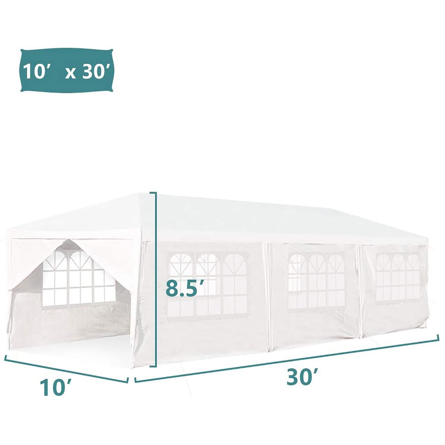 Lowestbest 10'x30' Outdoor Gazebo Party Wedding Tent with 8 Sidewalls and Steel Tube