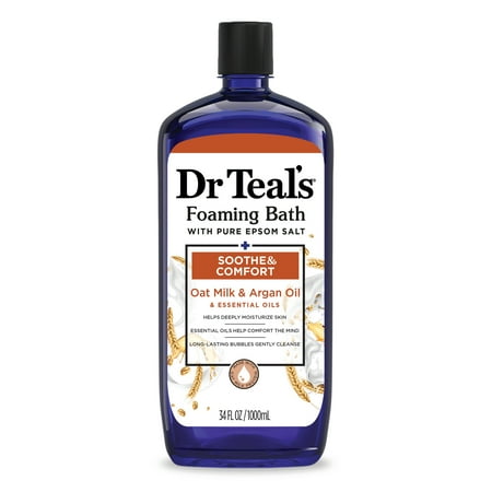 Dr Teal's Soothe & Comfort Foaming Bath with Oat Milk & Argan Oil, 34 fl oz.