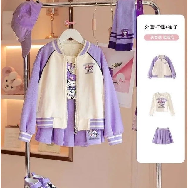 Sanrios-Falda plisada de estilo escolar para niñas, uniforme de béisbol Kawaii JK, Falda corta, pantalones largos, regalo para niños