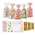 thumbnail image 1 of 200 bolsas de regalo de Navidad, bolsas de embalaje de dulces, bolsas para hornear galletas, bolsas de plástico planas + 200 bridas de metal, 1 of 5