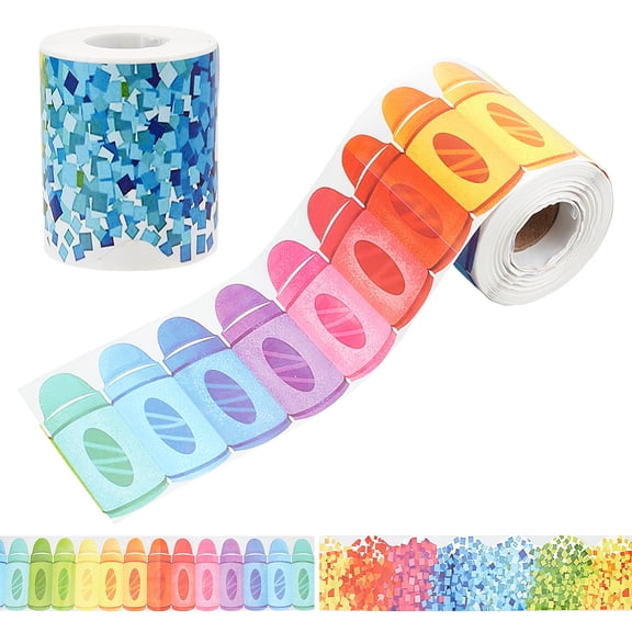 118FT 2 Styles Bulletin Board Borders 3 inch Confetti Crayon Scalloped Rolled Border Trim Decoration Borders for Walls Desks Windows Doors Lockers