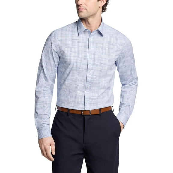 Calvin Klein Steel Men's Dress Shirt Stretch Slim Fit Check Navy-14.5 32/33