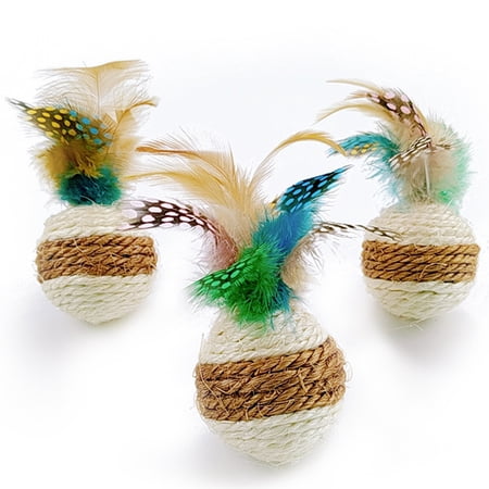 Feelers cat toy tumbler, feather Cat Toy for cat Kitten Indoor Exercise, cat Interactive Ball Toys, Sisal, 3PCS