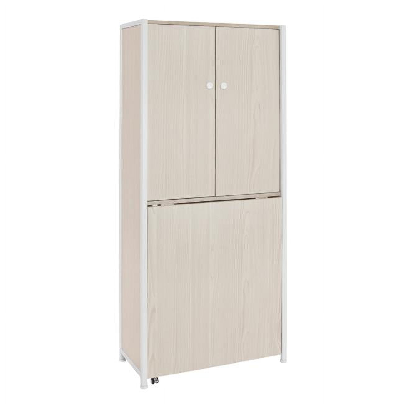 Studio Designs 13375 58.25 in. Tall Craft & Sewing Multipurpose Armoire  with 23.25 in. Wide 27.25 in. Deep Drop Leaf Top & Storage Shelves,  White 