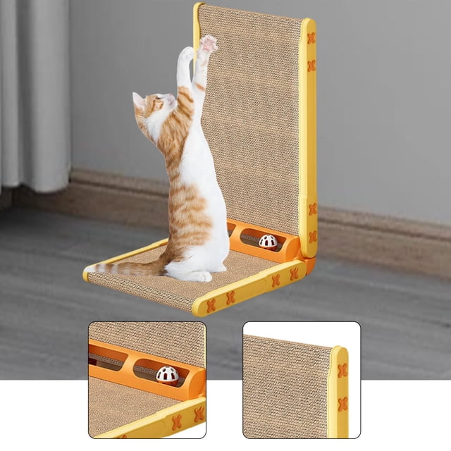 Rascador para gatos en forma de L, tablero para rascar gatitos, protector de muebles multifuncional, almohadilla rascadora vertical para gatos para amarillo