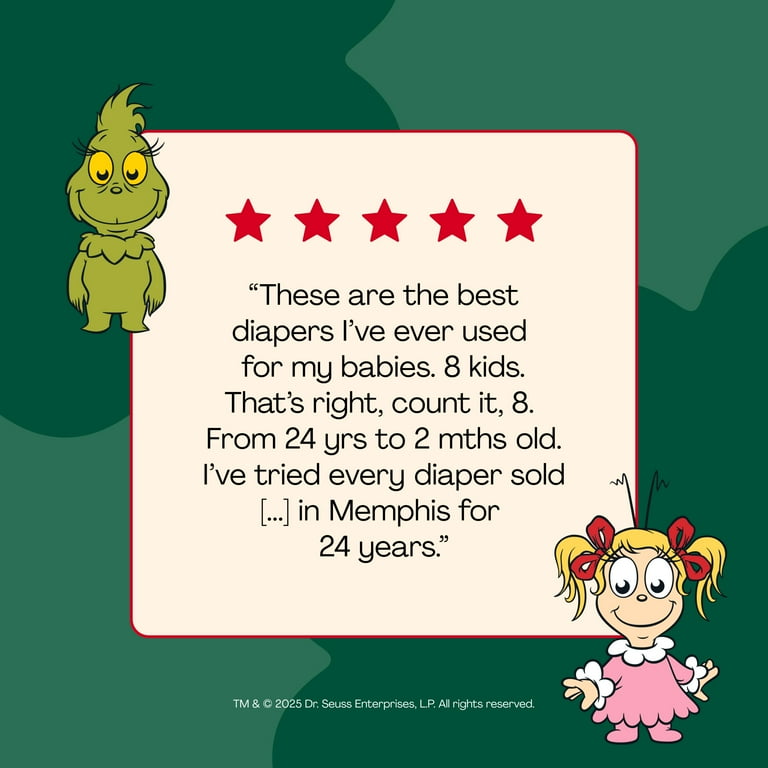 Hello Bello Premium Baby Grinch Diapers Club Box with Bonus Wipes - Size 4, 58 Count