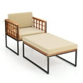 thumbnail image 1 of Costway 1 PCS Outdoor Furniture Set Patio Acacia Wood Armchair with Long Ottoman Cozy Seat, 1 of 10