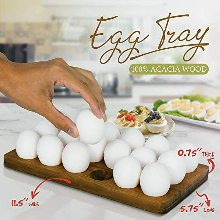  Gui's Chicken Coop Egg Tray - Rustic Wooden Egg Holder For Eggs  Usable in Kitchen Refrigerator, or Countertop for Display or Storage - Easy  to Clean… (18 Eggs) : Appliances