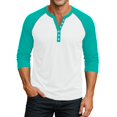 thumbnail image 2 of Hearthz Raglan 3/4 Sleevets for Men Henley Neck Baseball Jersey Colorblock Men Tops Summer Fall Dress Shirts for Men, 2 of 8