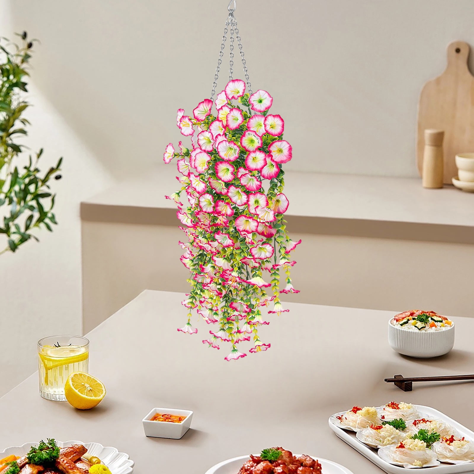 Clearance Under $5 Boovnll Hanging Flowers, Artificial Ipomoea Nil Hanging Plants, Lifelike Flowers, No Fade, Artificial Flowers for Indoor/ Outdoor Wedding, Party, DIY Tables Decor, Fake Flowers