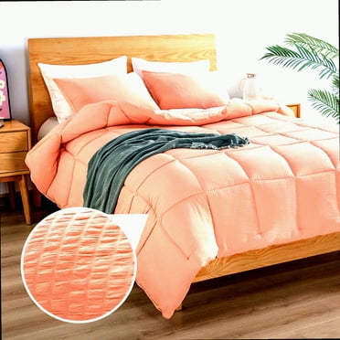 Peach Pink CozyCloud Comforter - Ultra Soft All Season Quilted Duvet Insert for Twin XL Beds - Luxury Microfiber Bedding