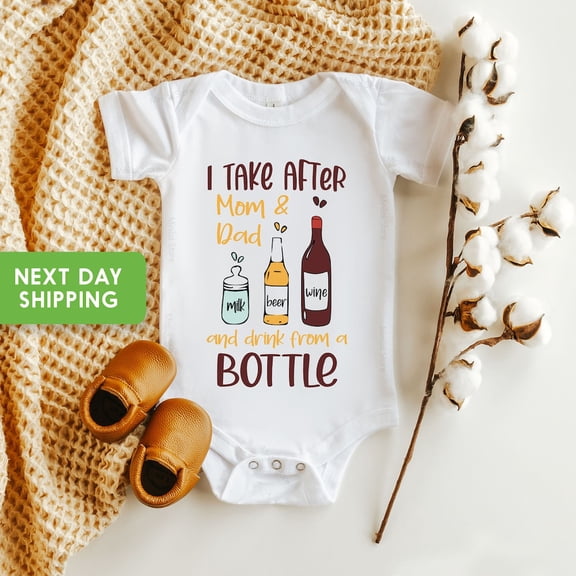 Bella Canvas Mom and Dad, Funny Baby Bodysuit, Funny Baby Shower, Milk Bottle